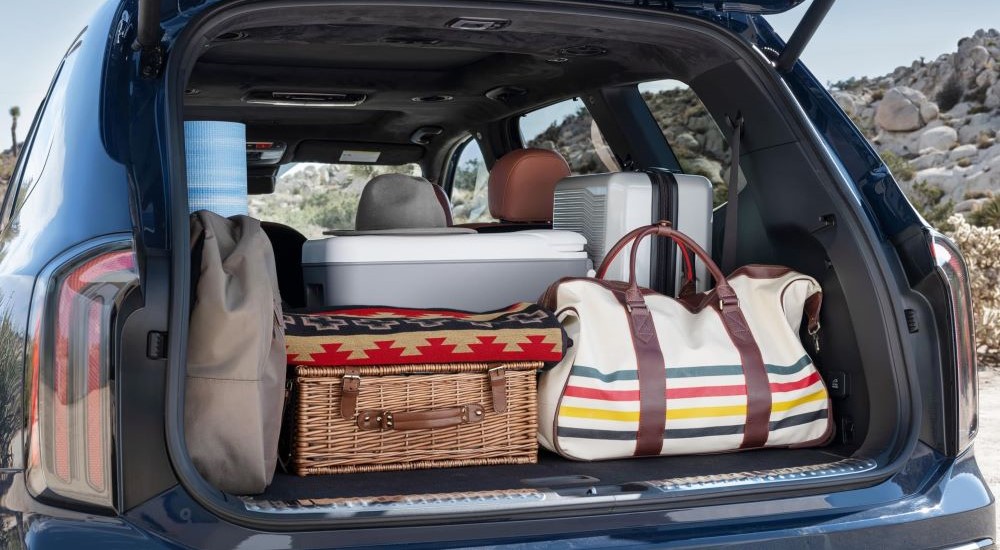 A close up shows cargo in the trunk for a 2024 Kia Telluride after leaving a Kia dealer near you.